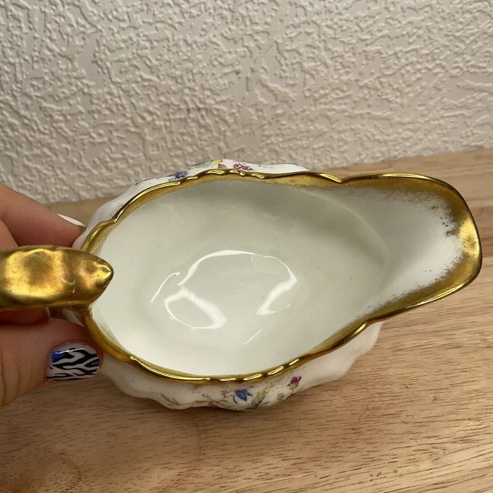 VTG Hammersley Lady Patricia Gold Signed FHoward Creamer Milk Jug Sugar Bowl Set